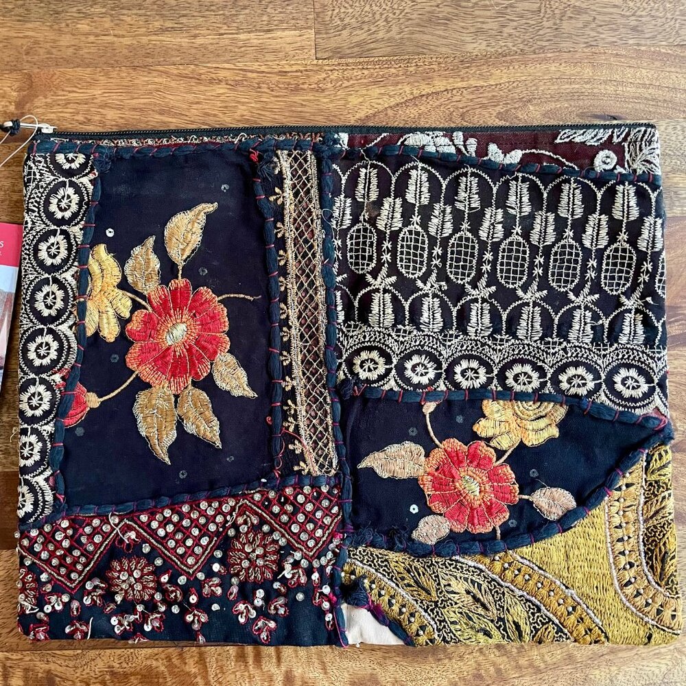 NWT Matr Boomie upcycled hand-made handbag | Embroidered woven zippered purse